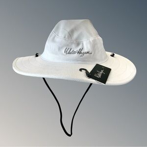Walter Hagen White Wide Brim Logo Sun Hat Adjustable Chin Strap O/S
